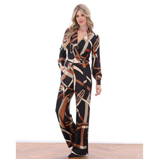 K Design B336 Black & Tan Jumpsuit