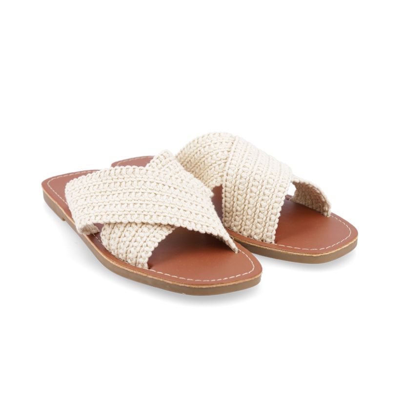 Cream Cross Sandals