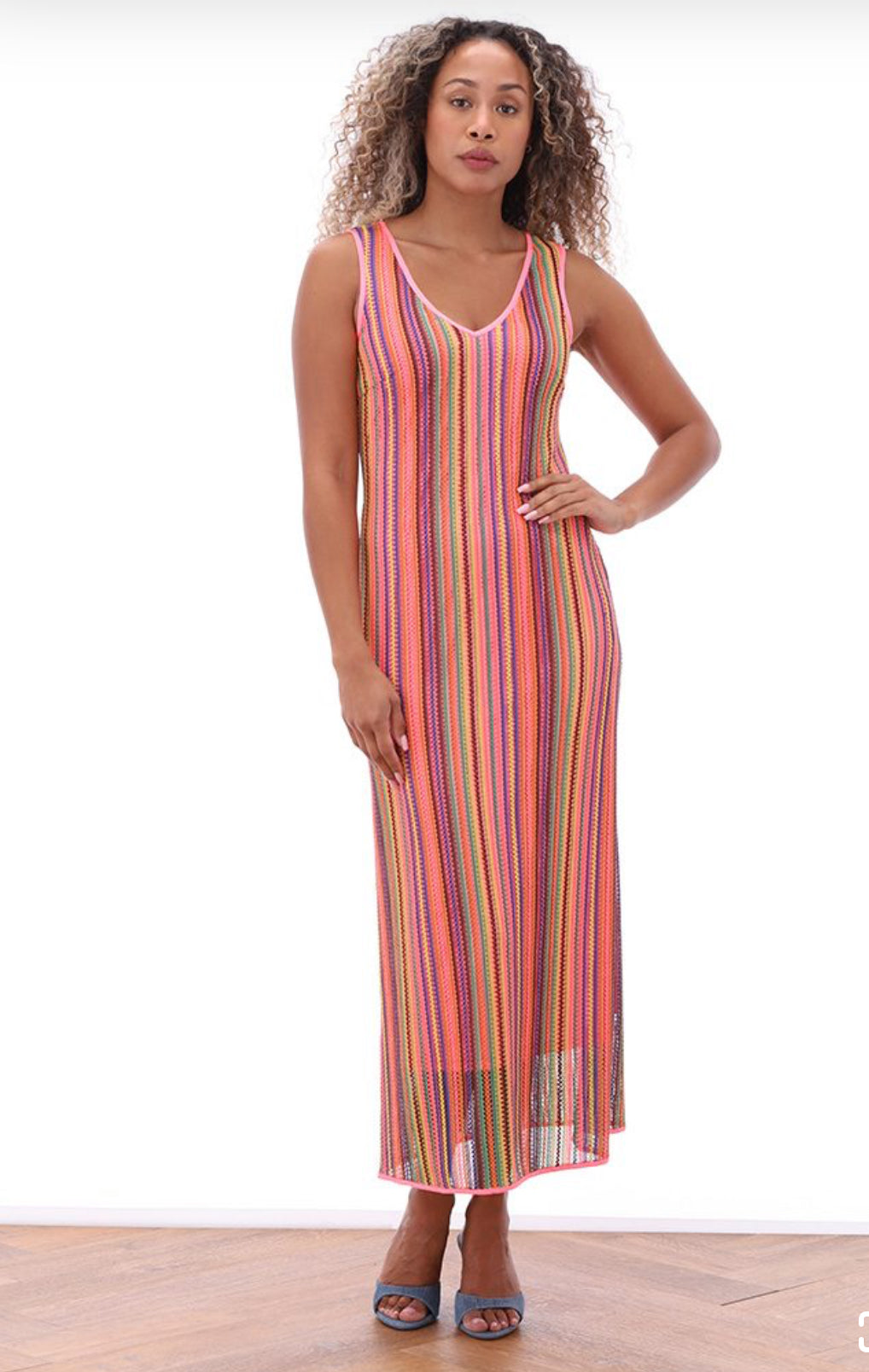 K- Design A390 Sleeveless Crochet Maxi Dress