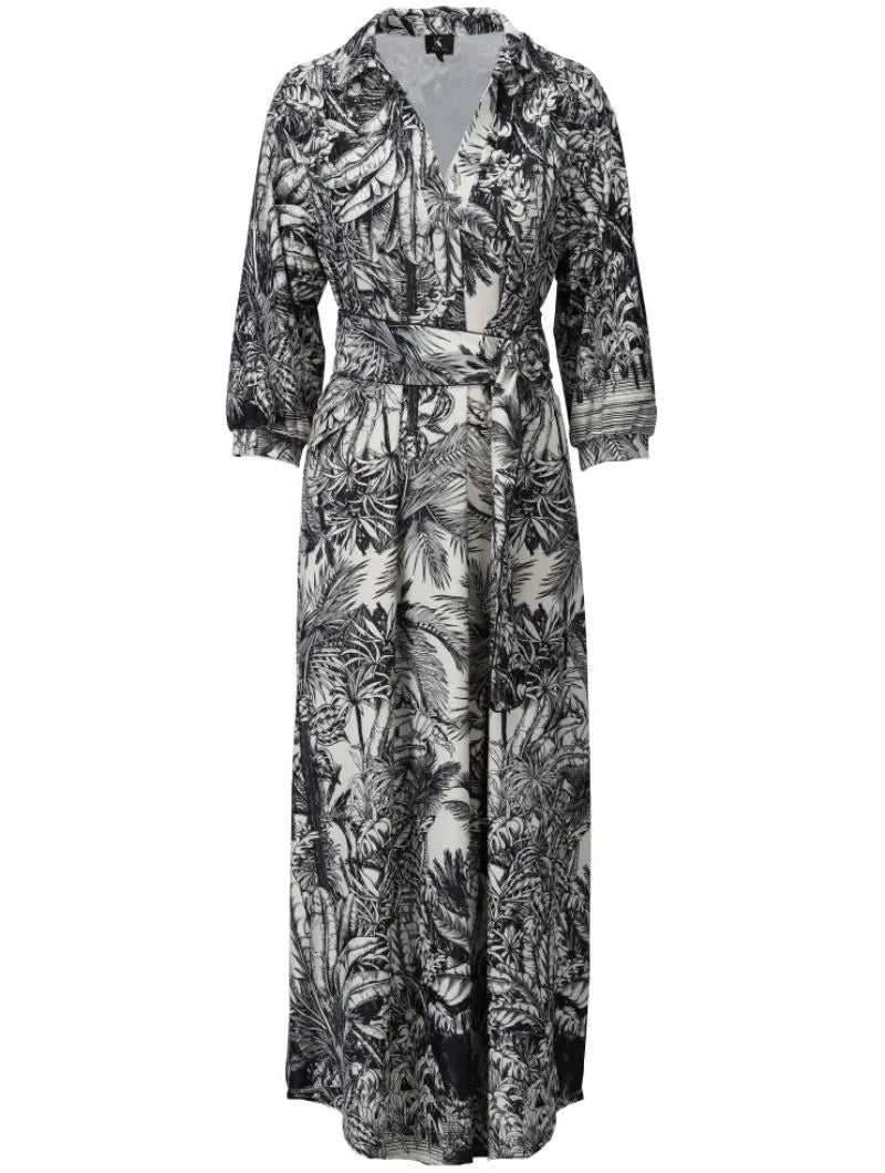 K - Design A329 Palm Print Maxi Dress