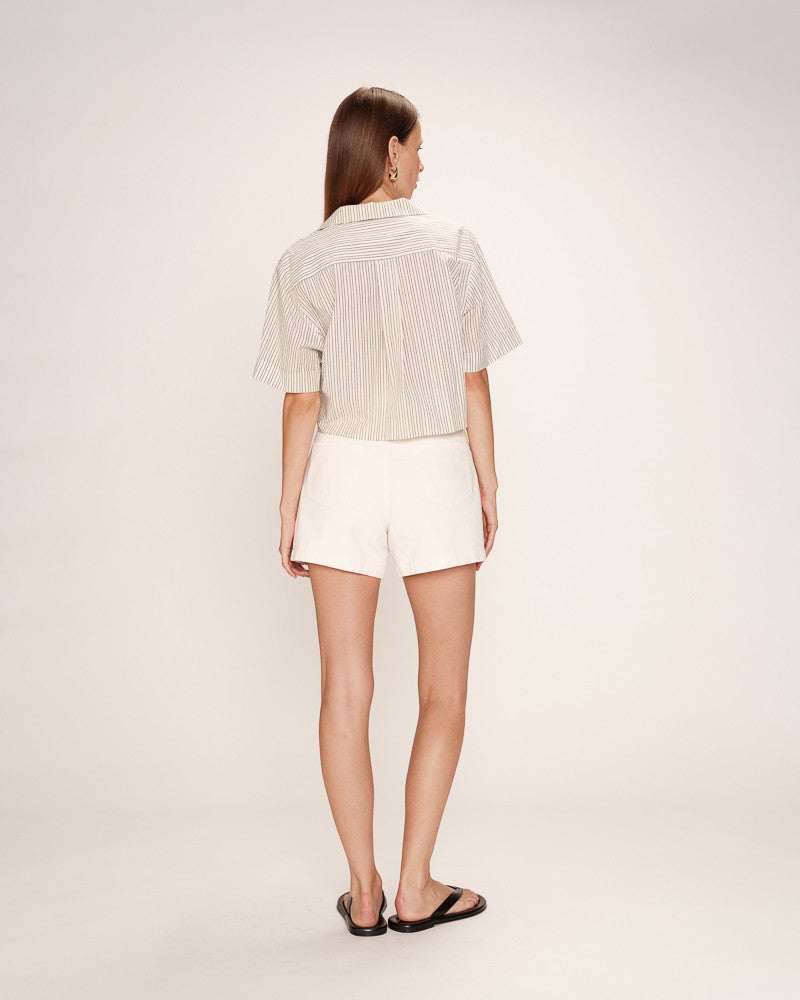 Grace & Mila Ecru Ruth Tie Shirt