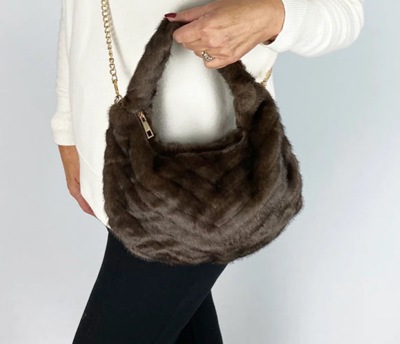 Malissa J Brown Fur Bag