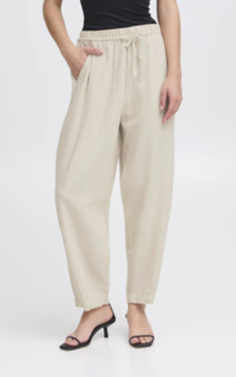 Ichi Ihlinno Ecru Cropped Trousers