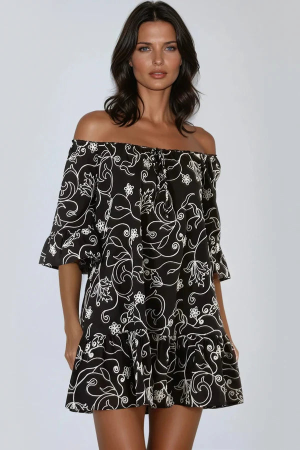 Black & White Embroidered Dress