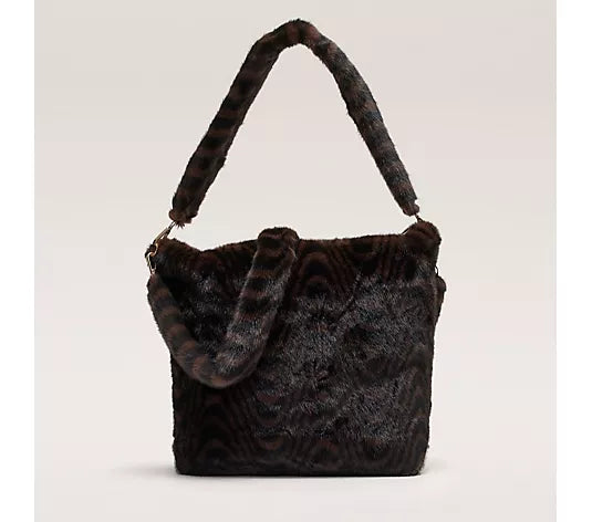 Malissa J Fur Brown Swirl Crossbody Bag