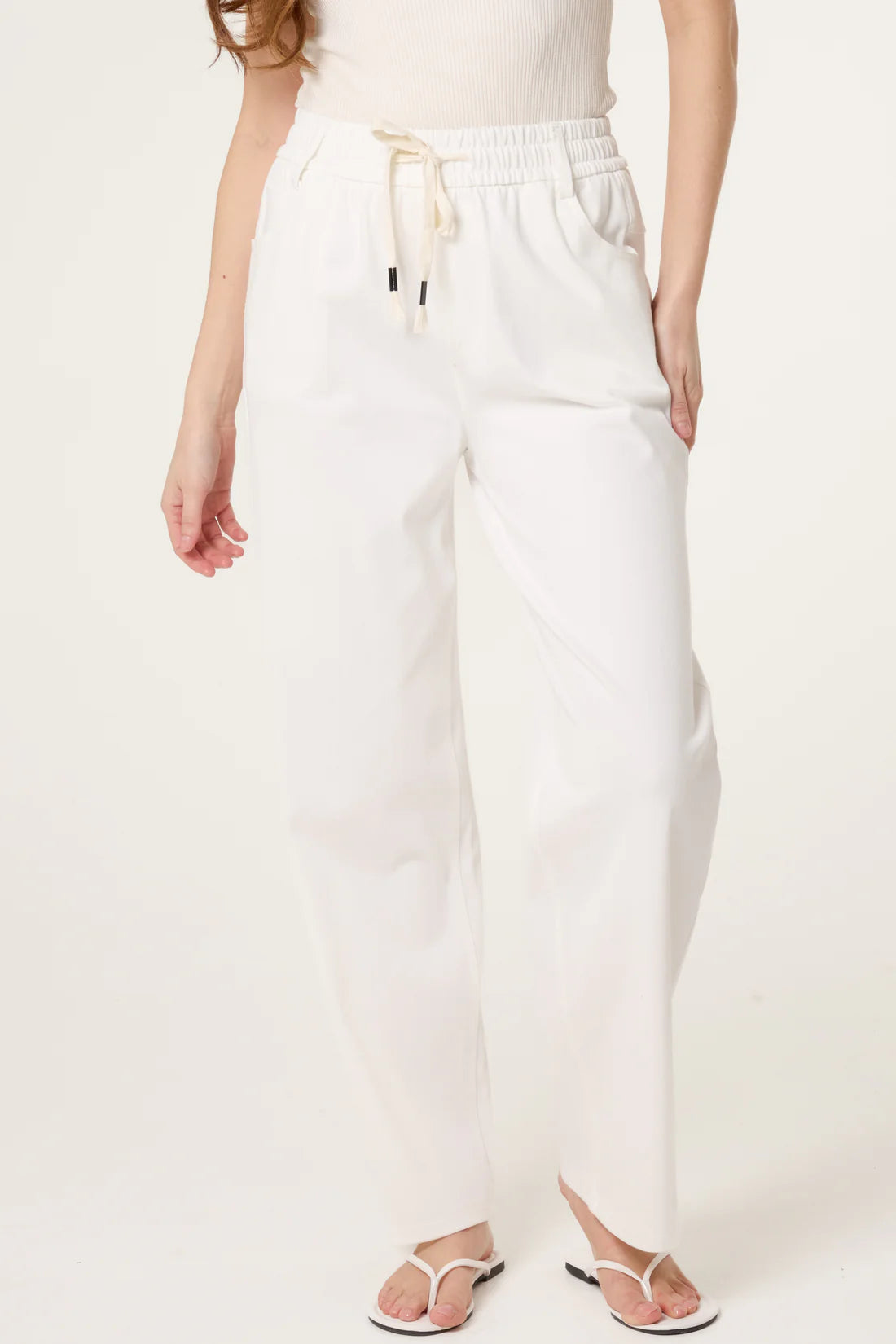 White ElasticatedJogger Jeans