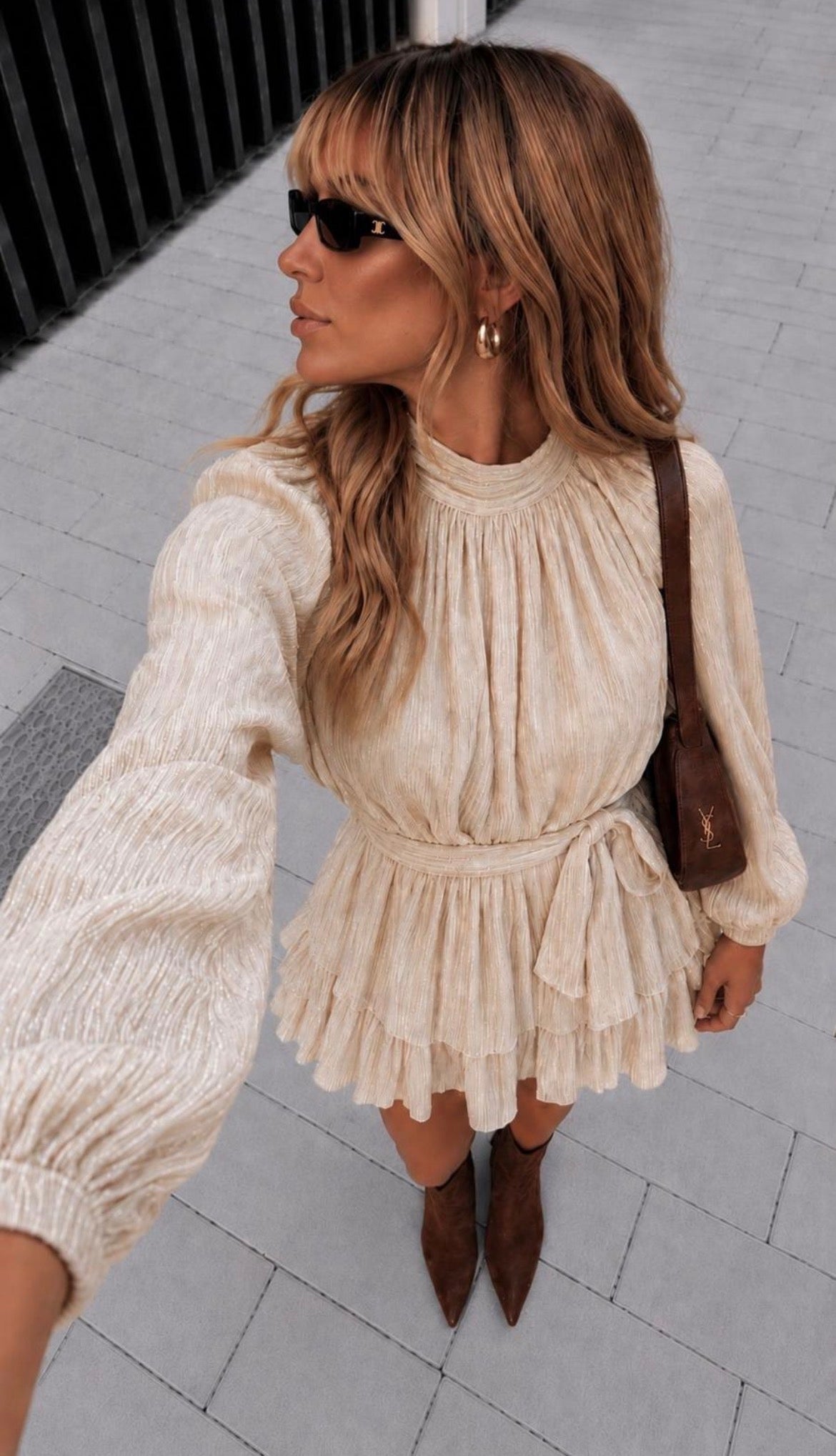 Cream Ruffle Dress