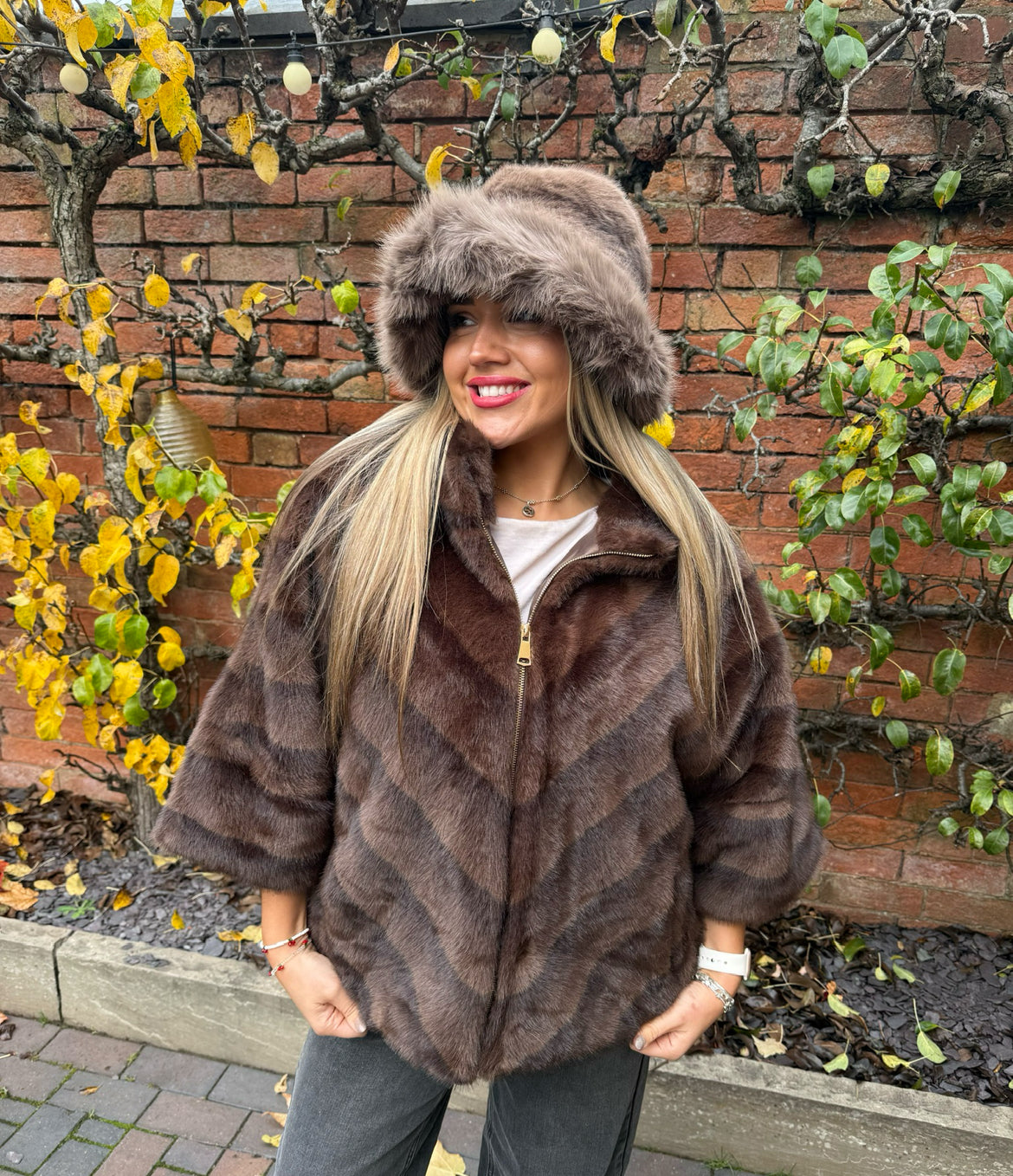 Malissa J Brown Fur Bucket Hat