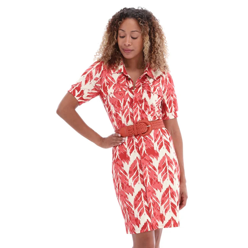 K- Design A103 Coral Leaf Dress
