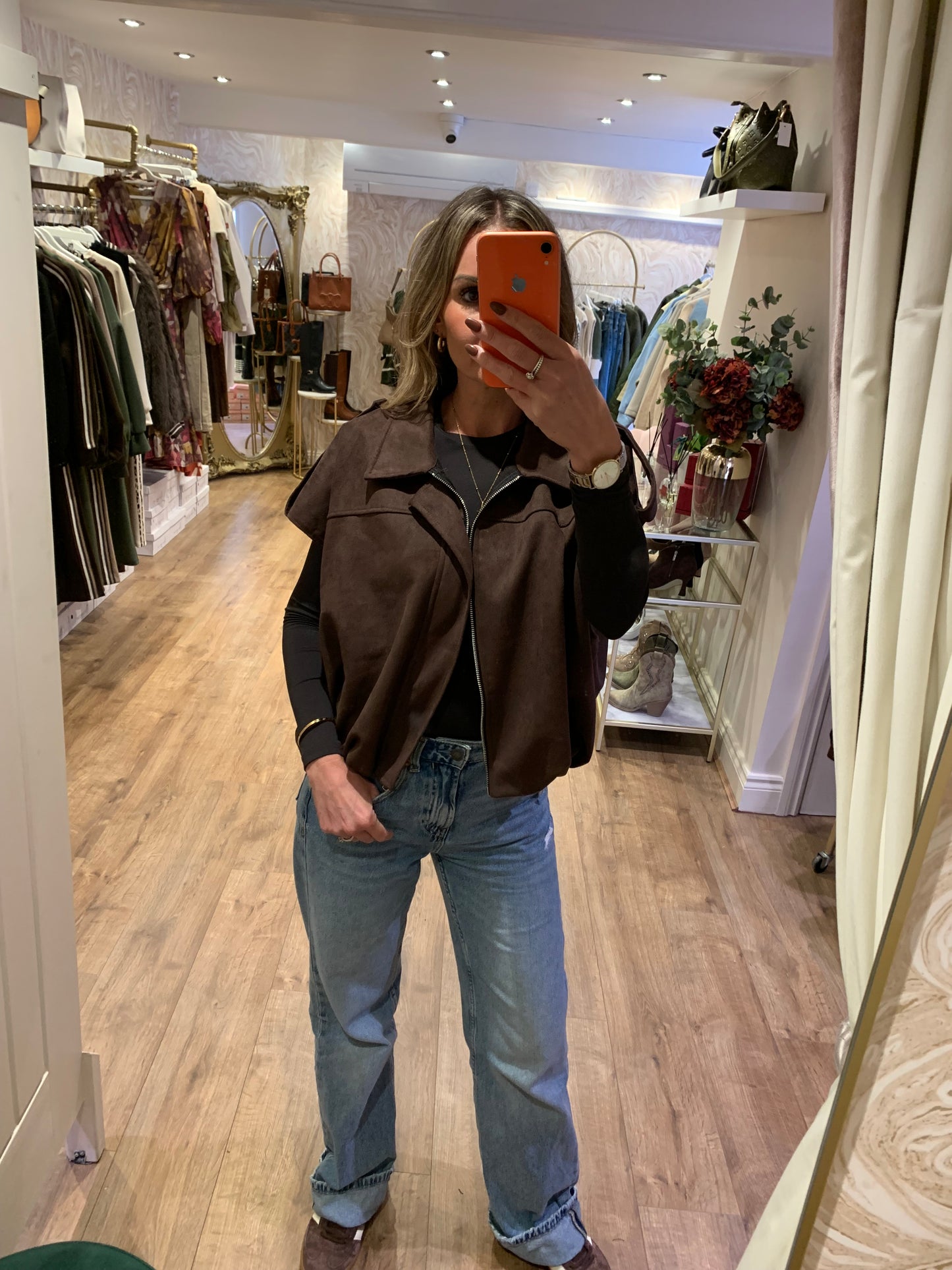 Chocolate Suede Gilet