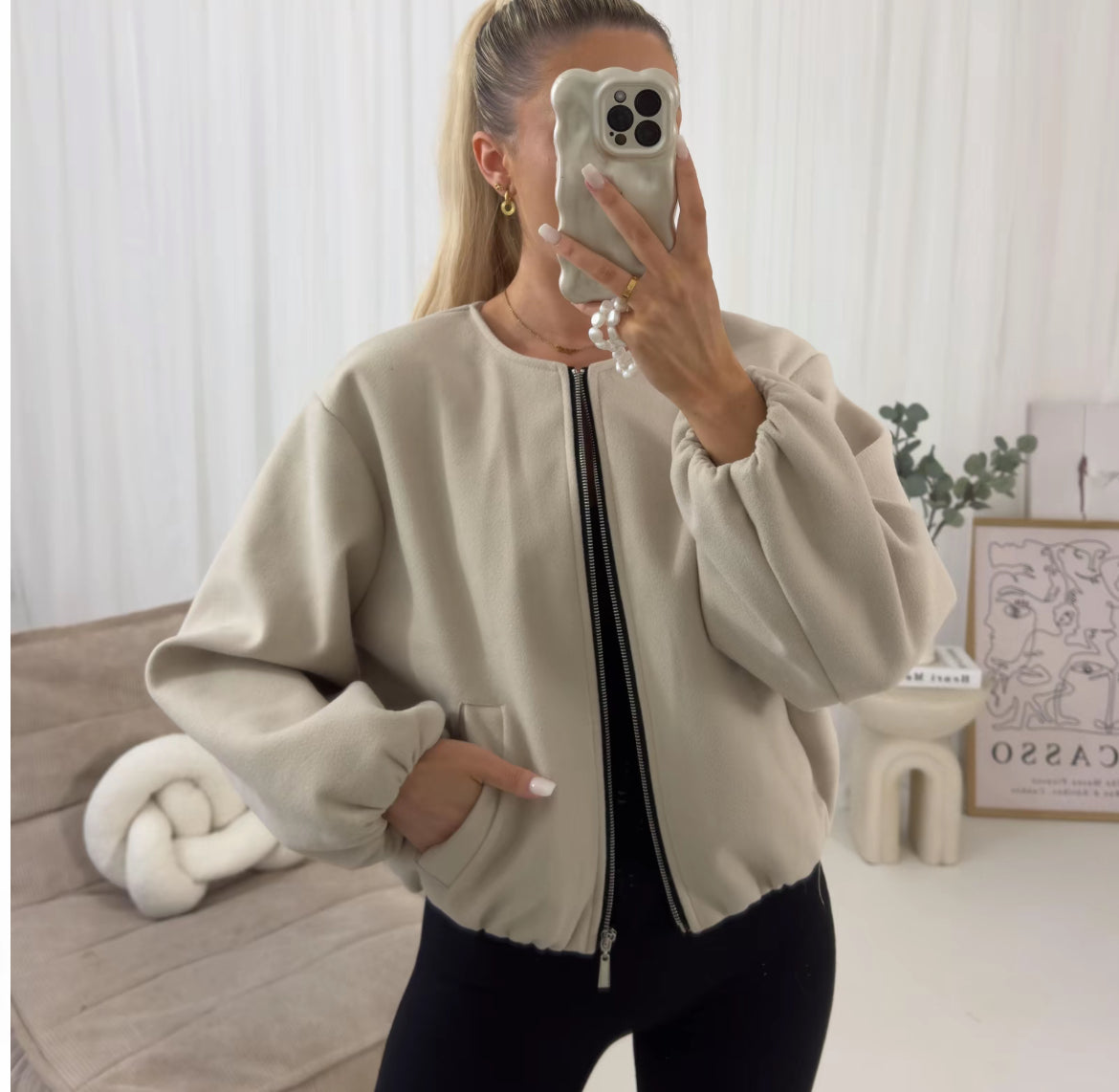 Zara Stone Bomber Jacket