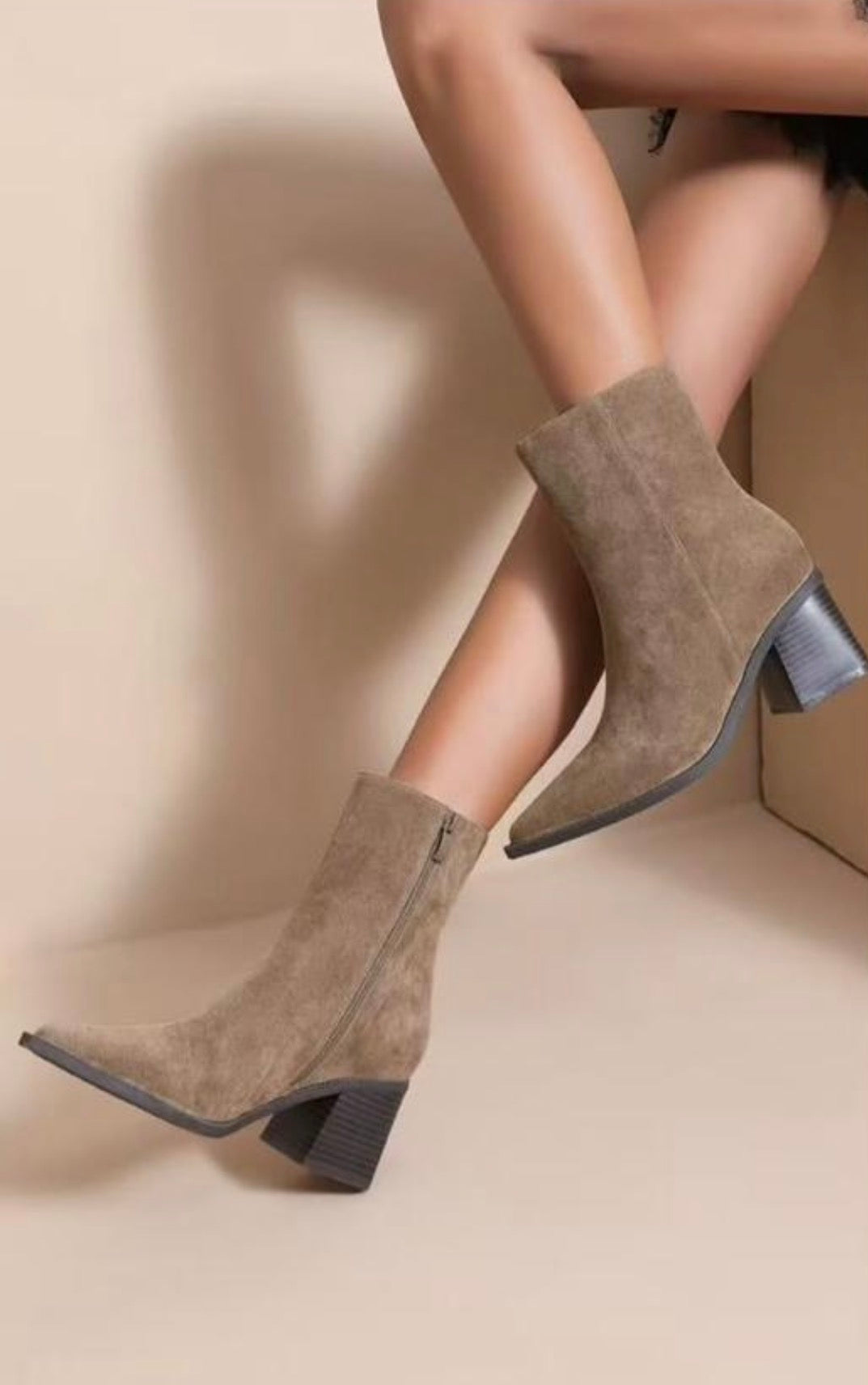 Taupe Heeled Ankle Boot