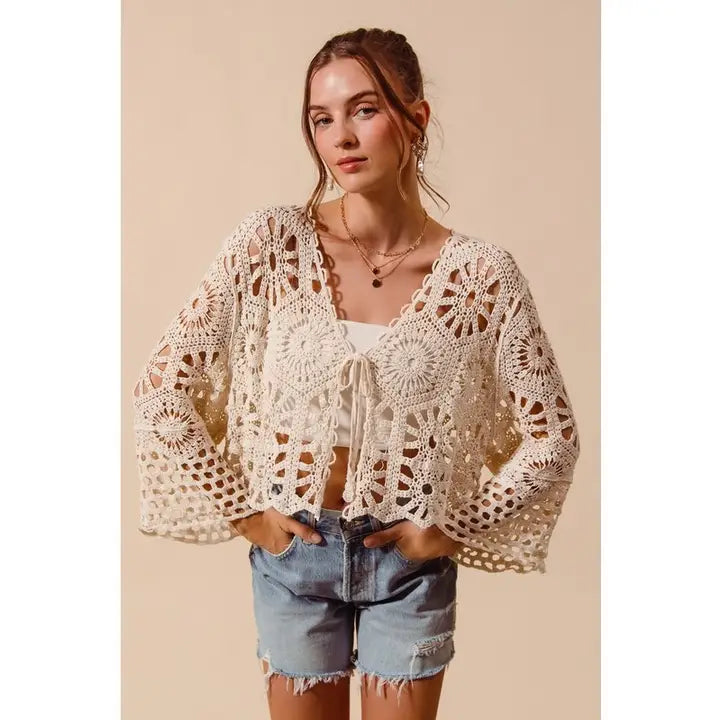 Crochet Tie Cardigan