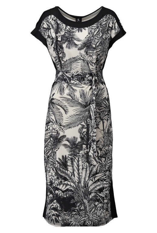 K- Design A328 Palm Print Midi Dress