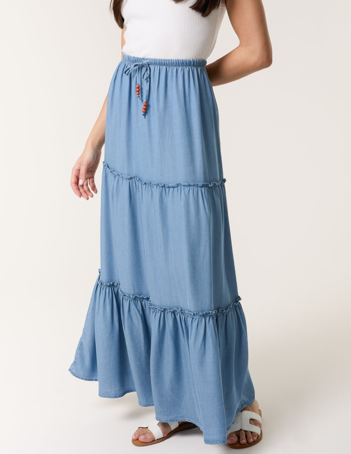 Denim Tiered Skirt