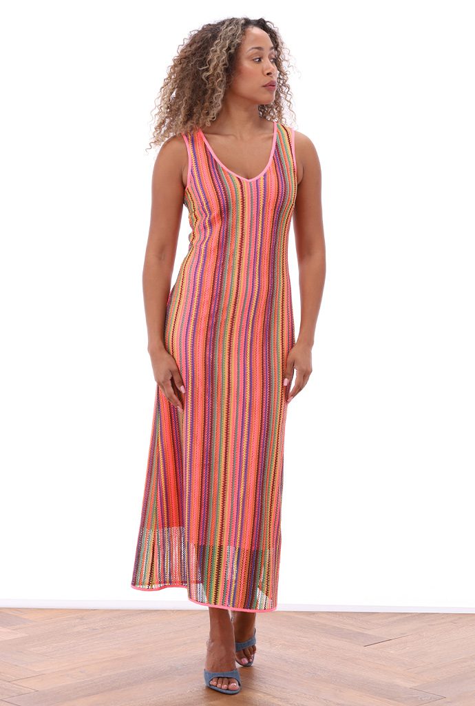 K- Design A390 Sleeveless Crochet Maxi Dress
