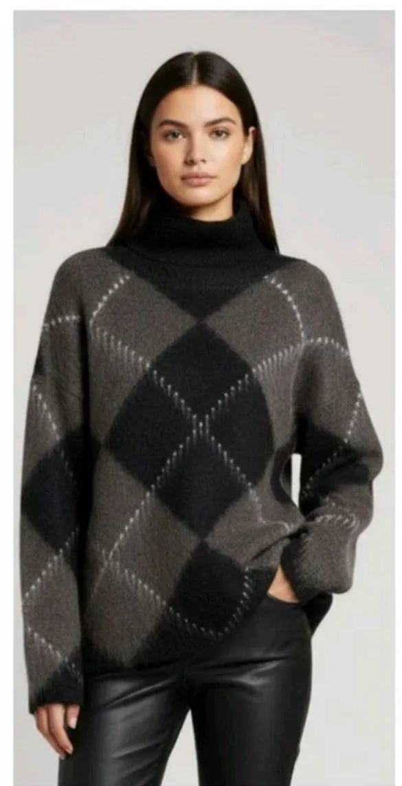 Black & Brown Argyle Jumper