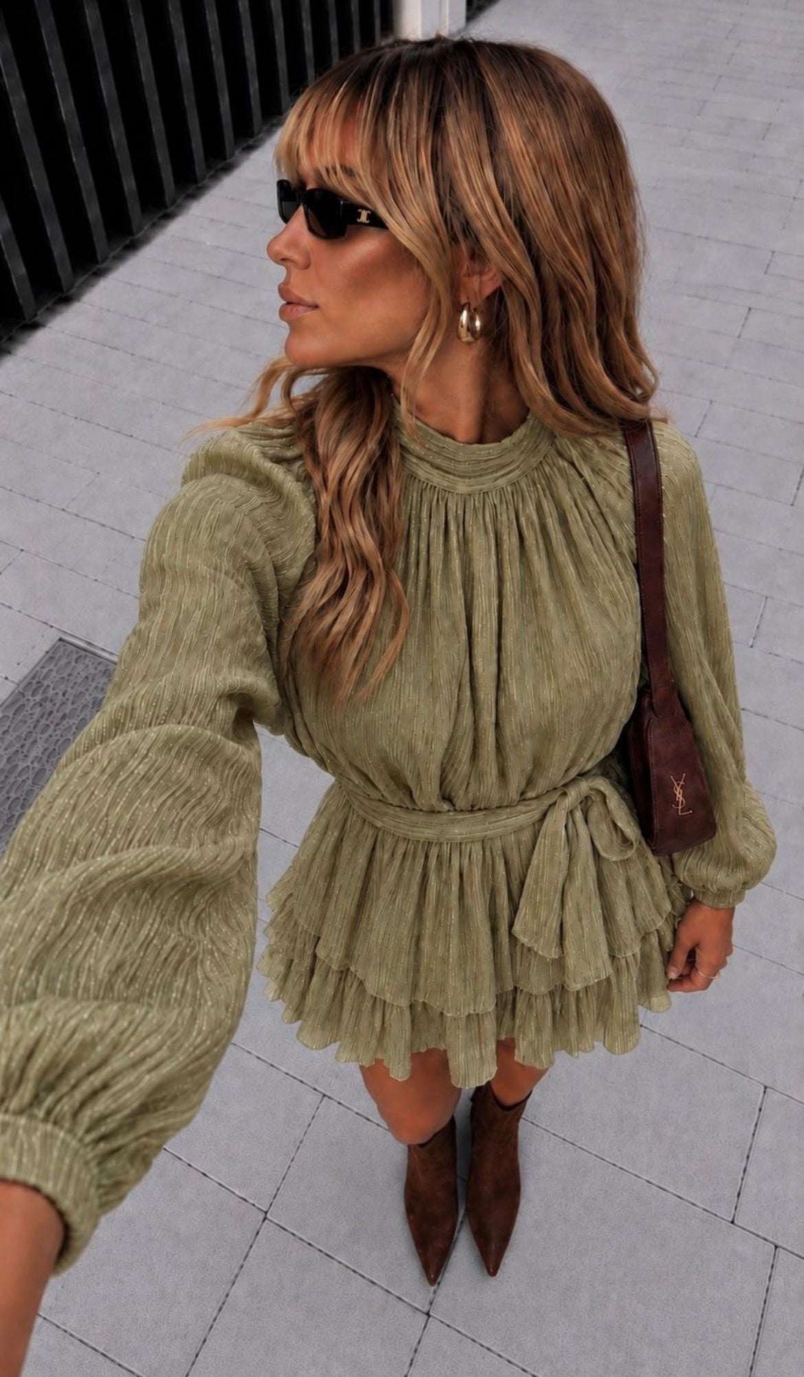 Olive Green Ruffle Dress