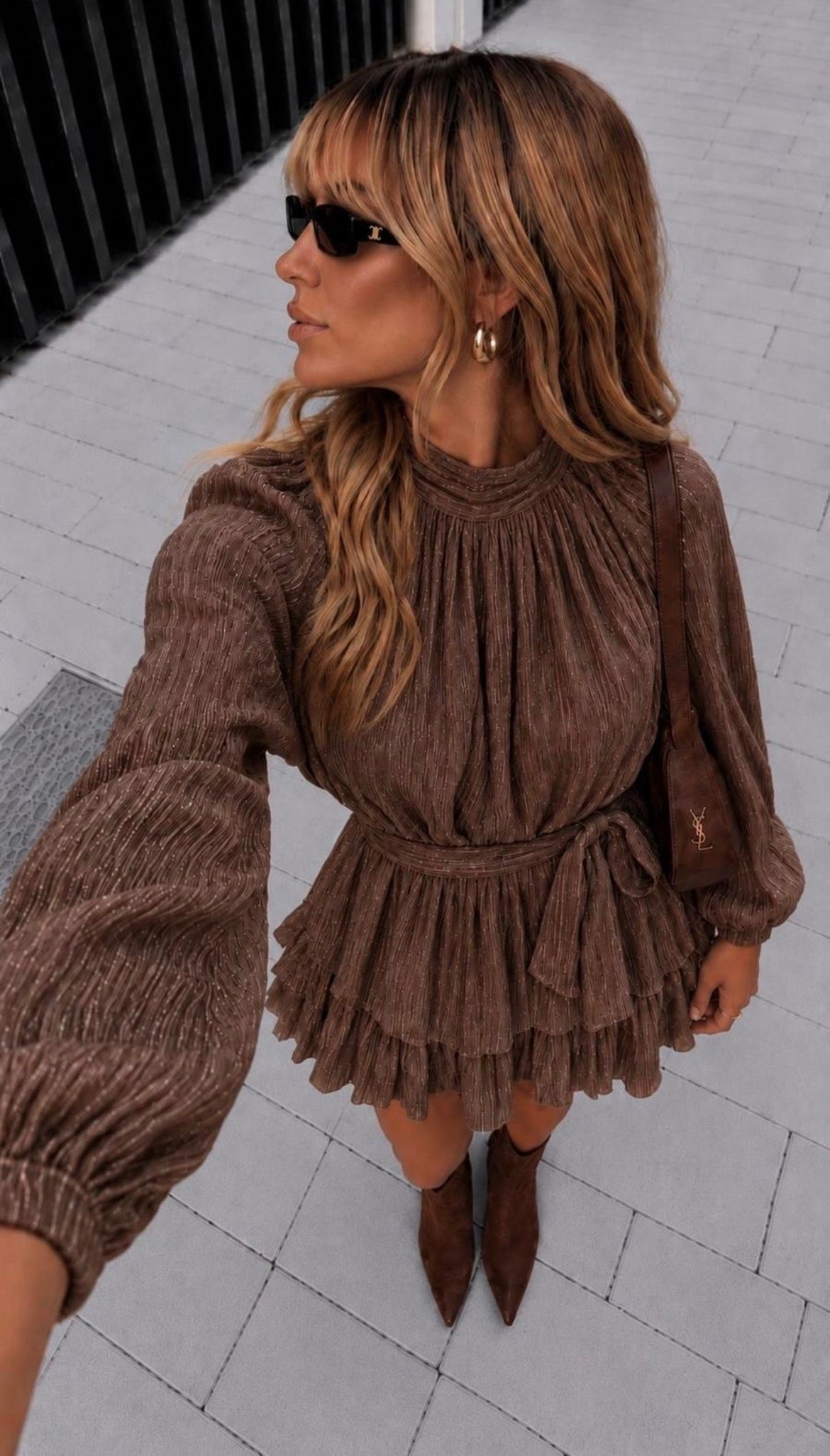 Brown Ruffle Dress
