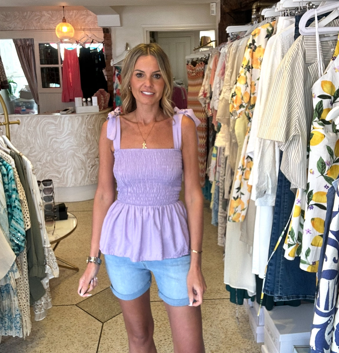 Lilac Peplum Top