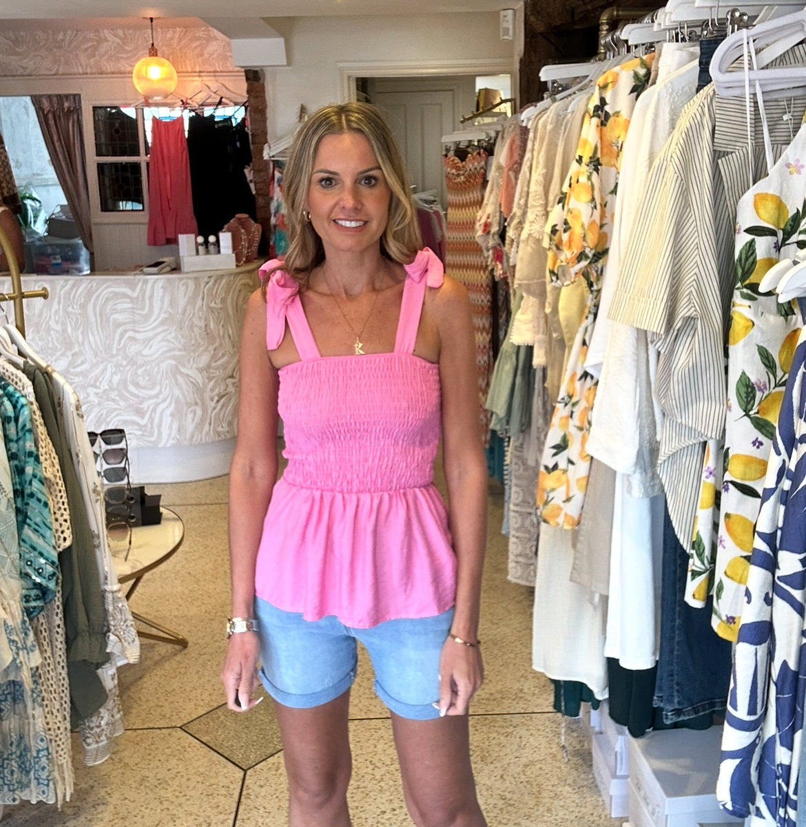 Baby Pink Peplum Top