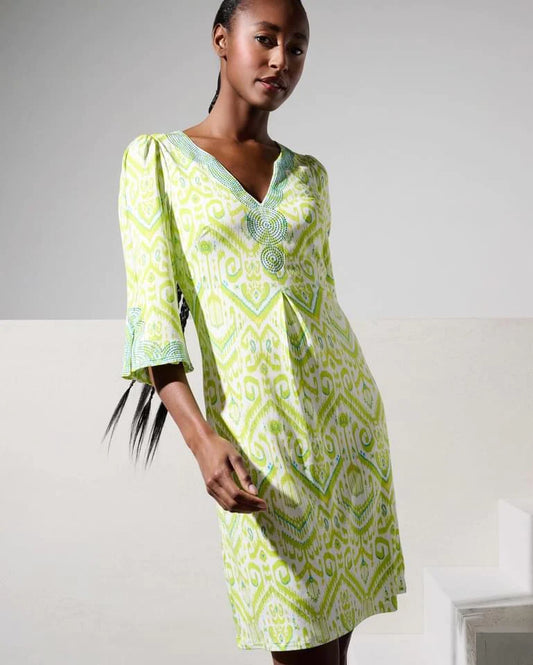 K Design Lime Beaded Dress Y366