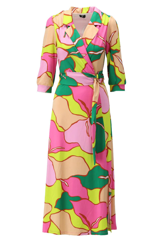 K Design Tropical Print Maxi Dress Y358