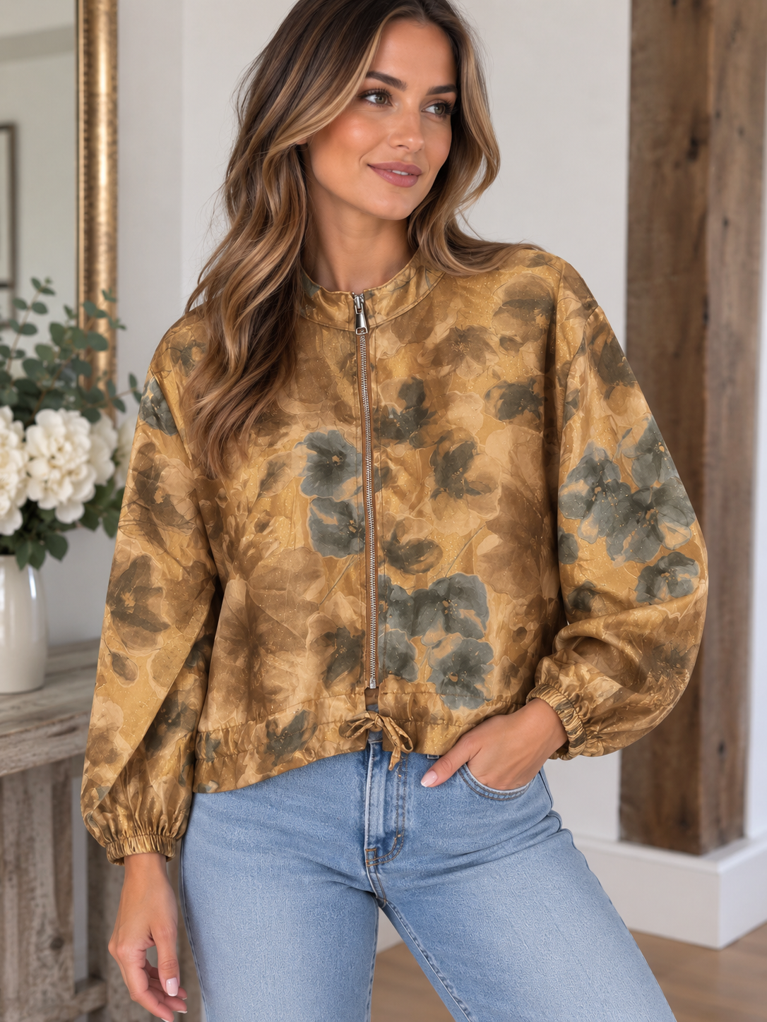Rust Floral Print Jacket