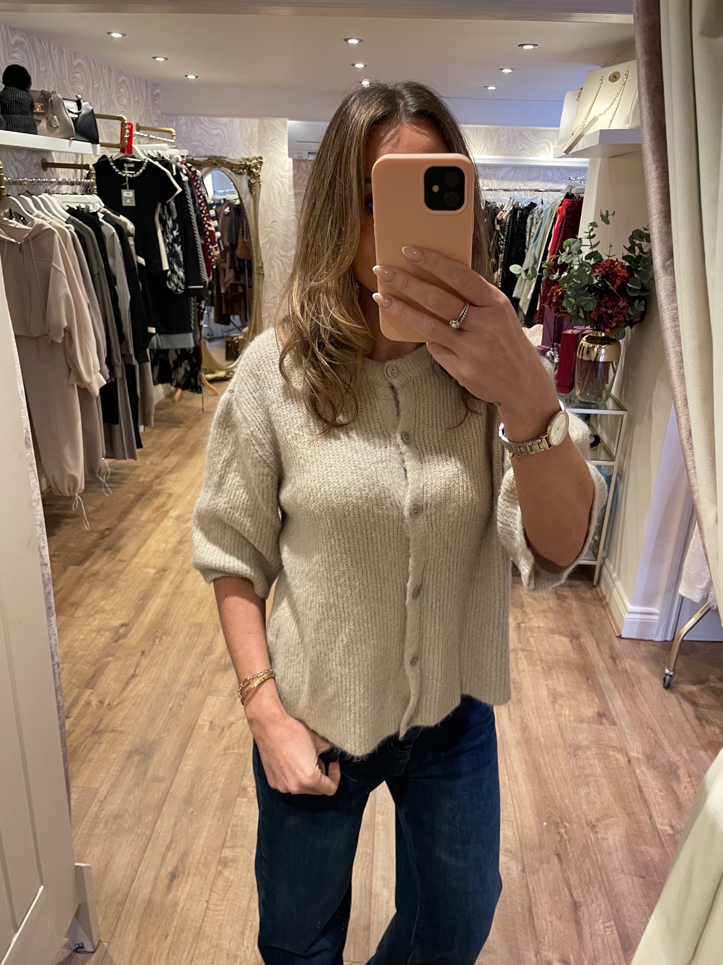 Stone Short Sleeve Cardigan