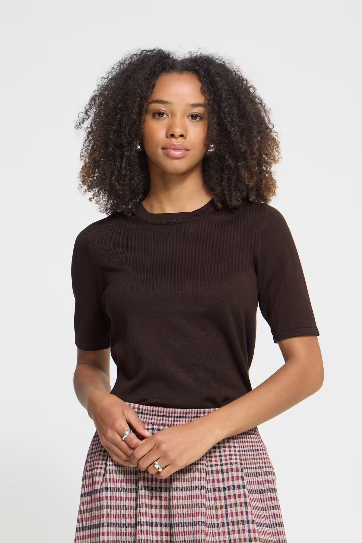 Ichi Ihluls Chocolate Short Sleeve Jumper