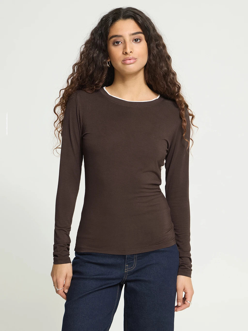 Ichi Iphiluca Brown Contrast Top