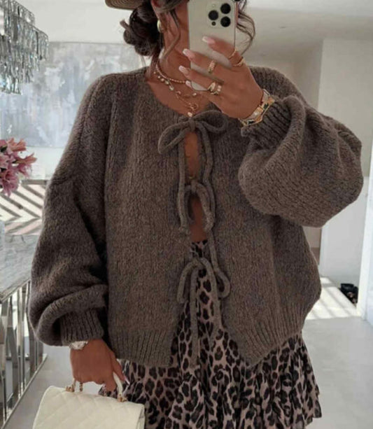 Brown Tie Cardigan