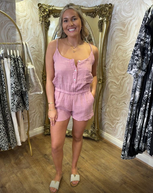 Pink Linen Playsuit