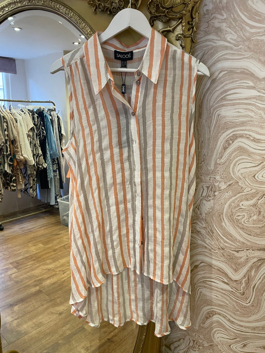 Coral Sleeveless Stripe Top