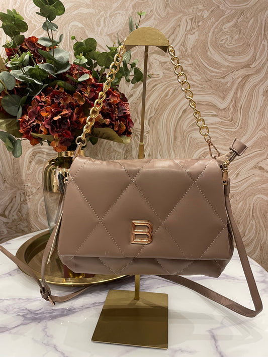 Beige B Quilted Bag