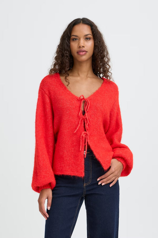 Ichi Ihadbria Ruby Red Cardigan