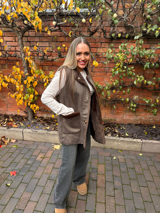 Malissa J Reversible Suede/Fur Gilet