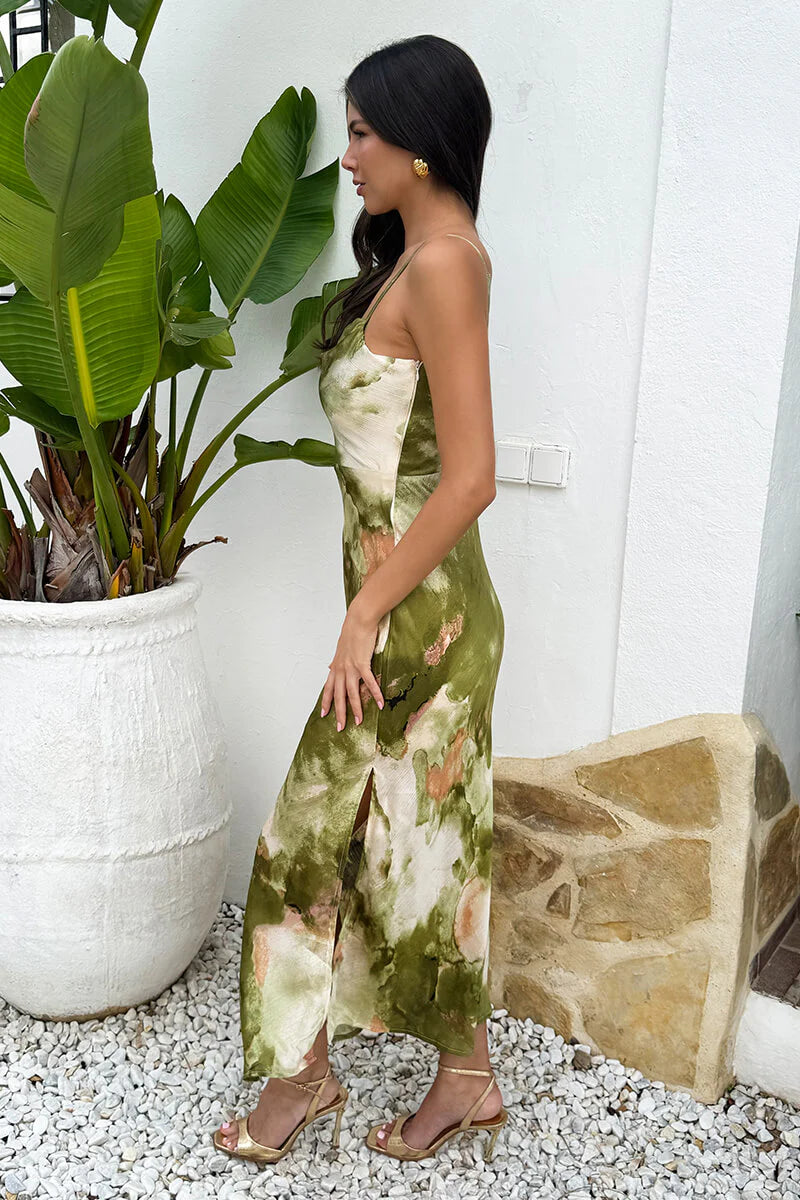 Marble Print Slip Dress