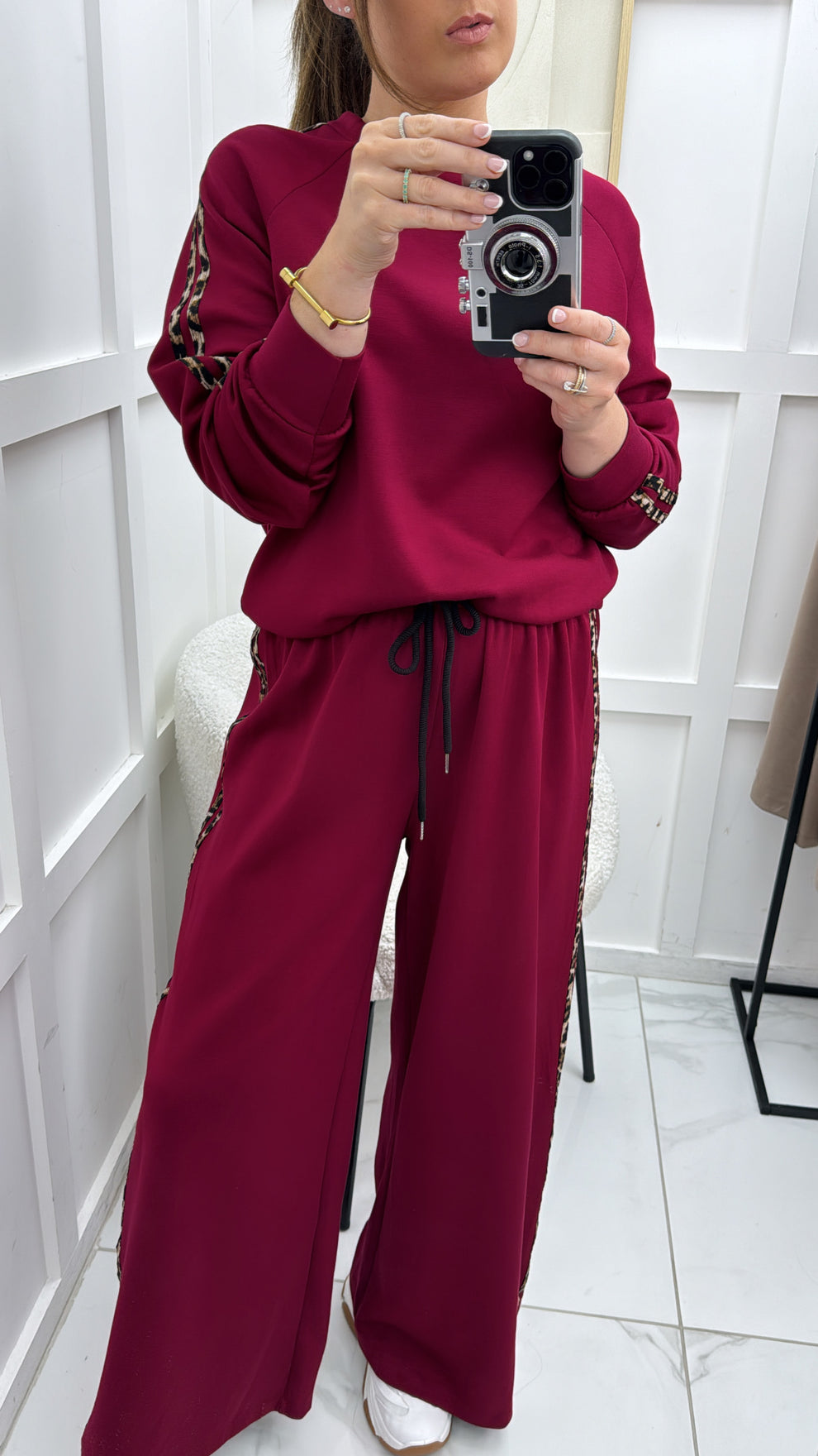 Burgundy Stripe Leopard Co-Ord