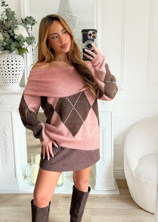 Pink Argyle Jumper