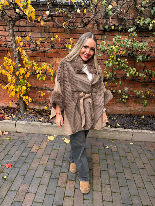 Malissa J Faux Fur Cape