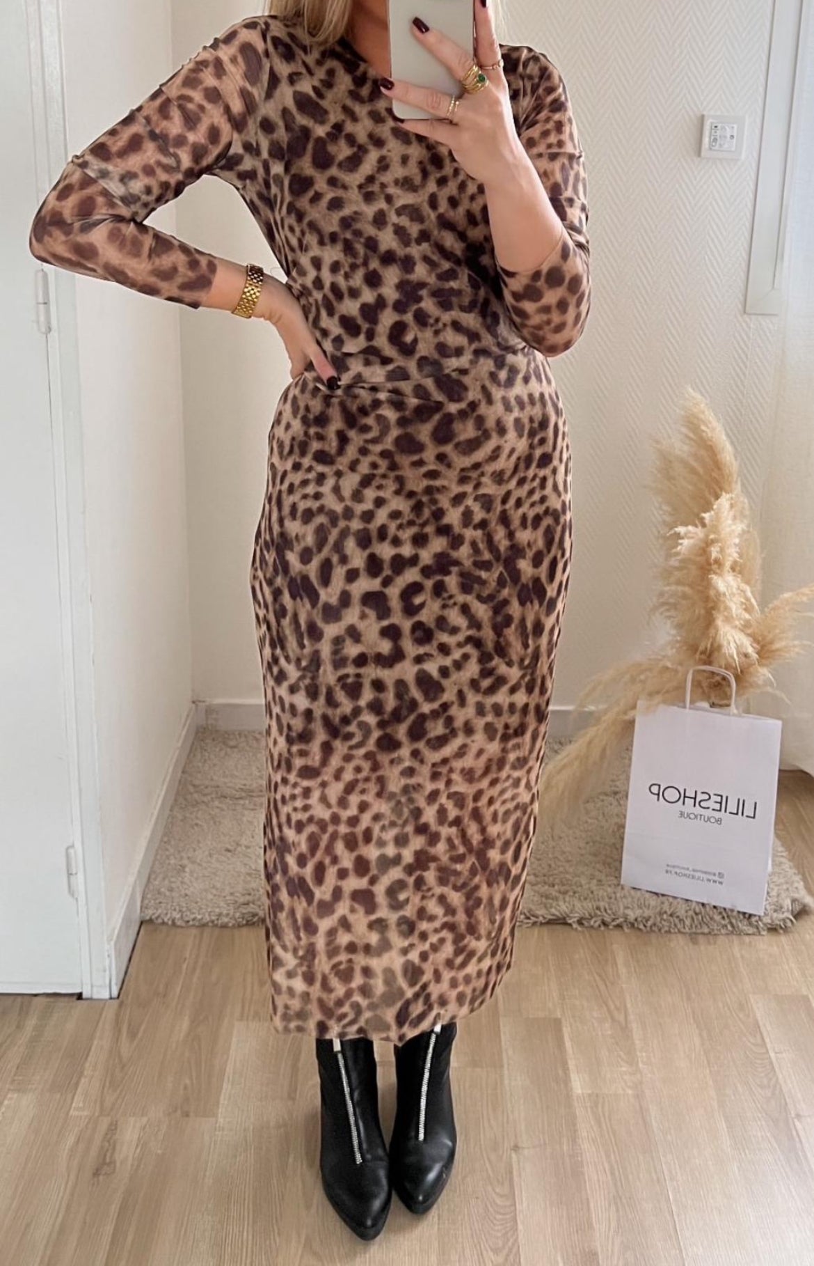 Leopard Mesh Dress