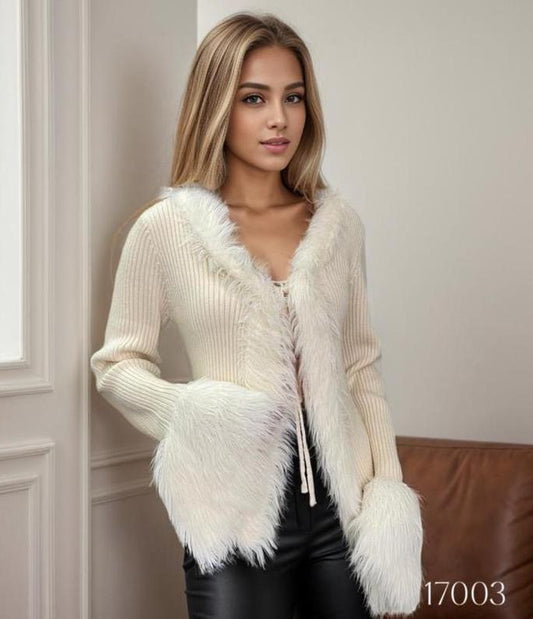 Fluffy Sleeve Cardigan