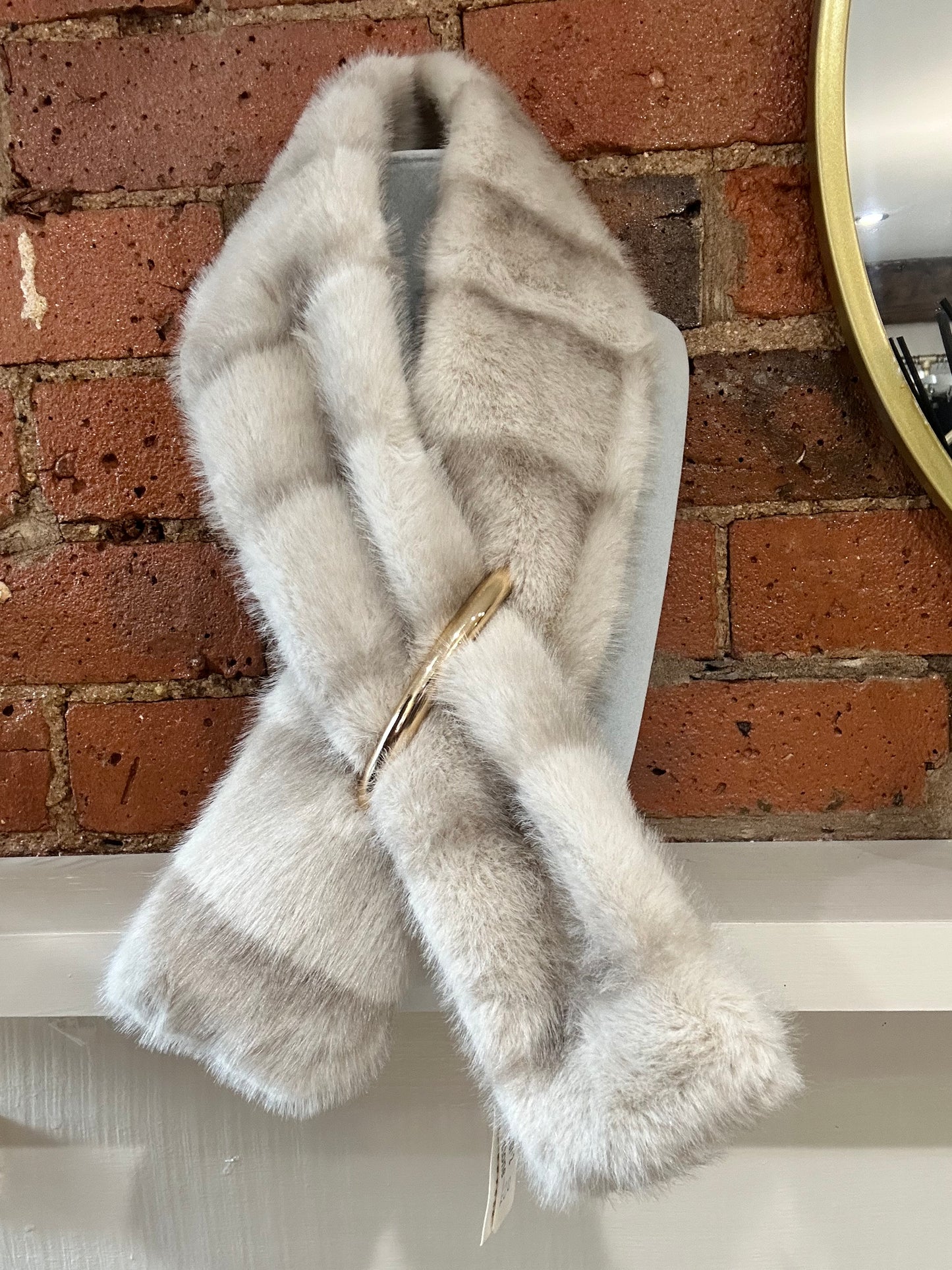 Malissa J Cream & Grey Neck Scarf