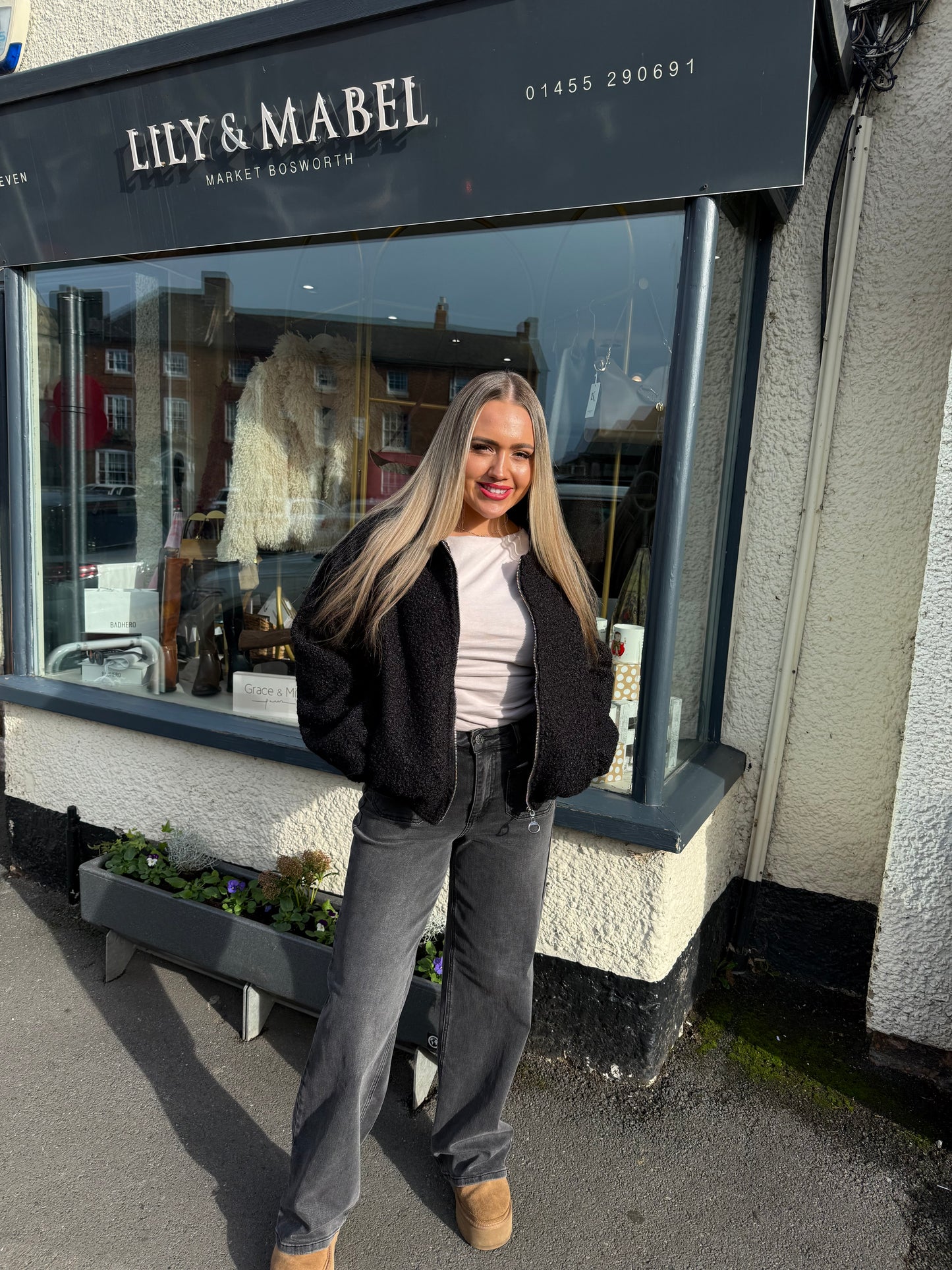 Black Zip Up Bomber Jacket