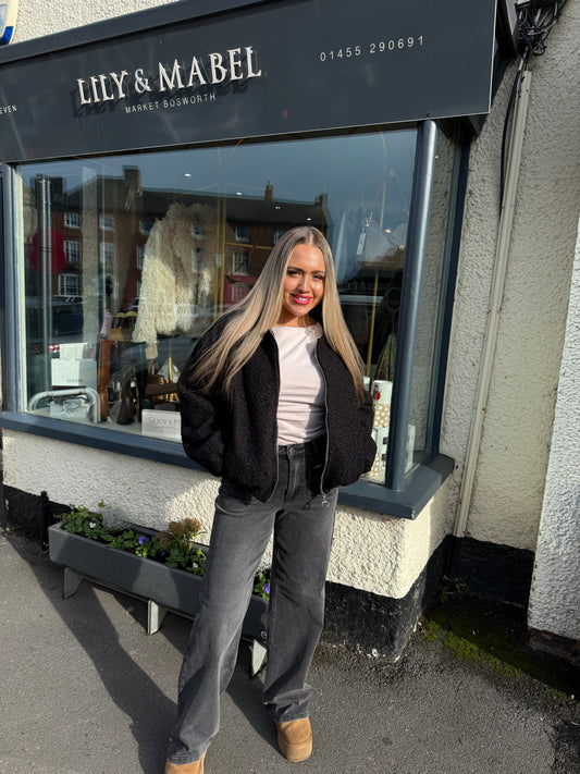 Black Zip Up Bomber Jacket