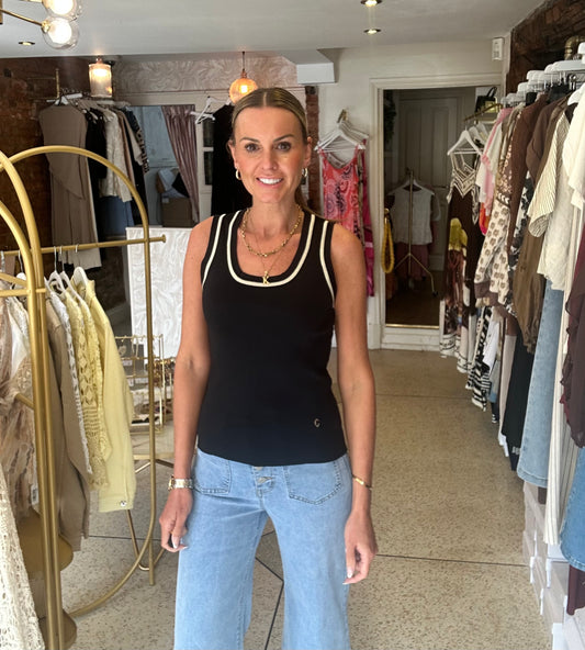 Black Gold Trim Knit Vest