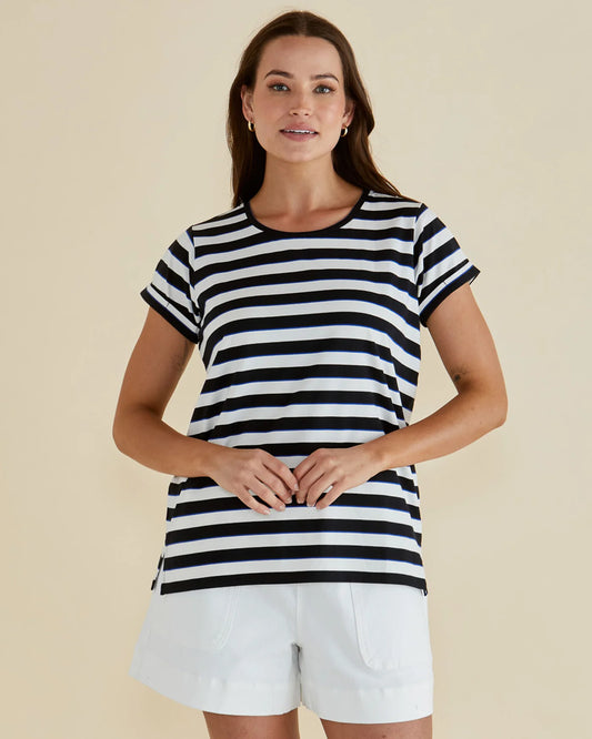Betty Basics Caia Blue/Black Stripe T-Shirt