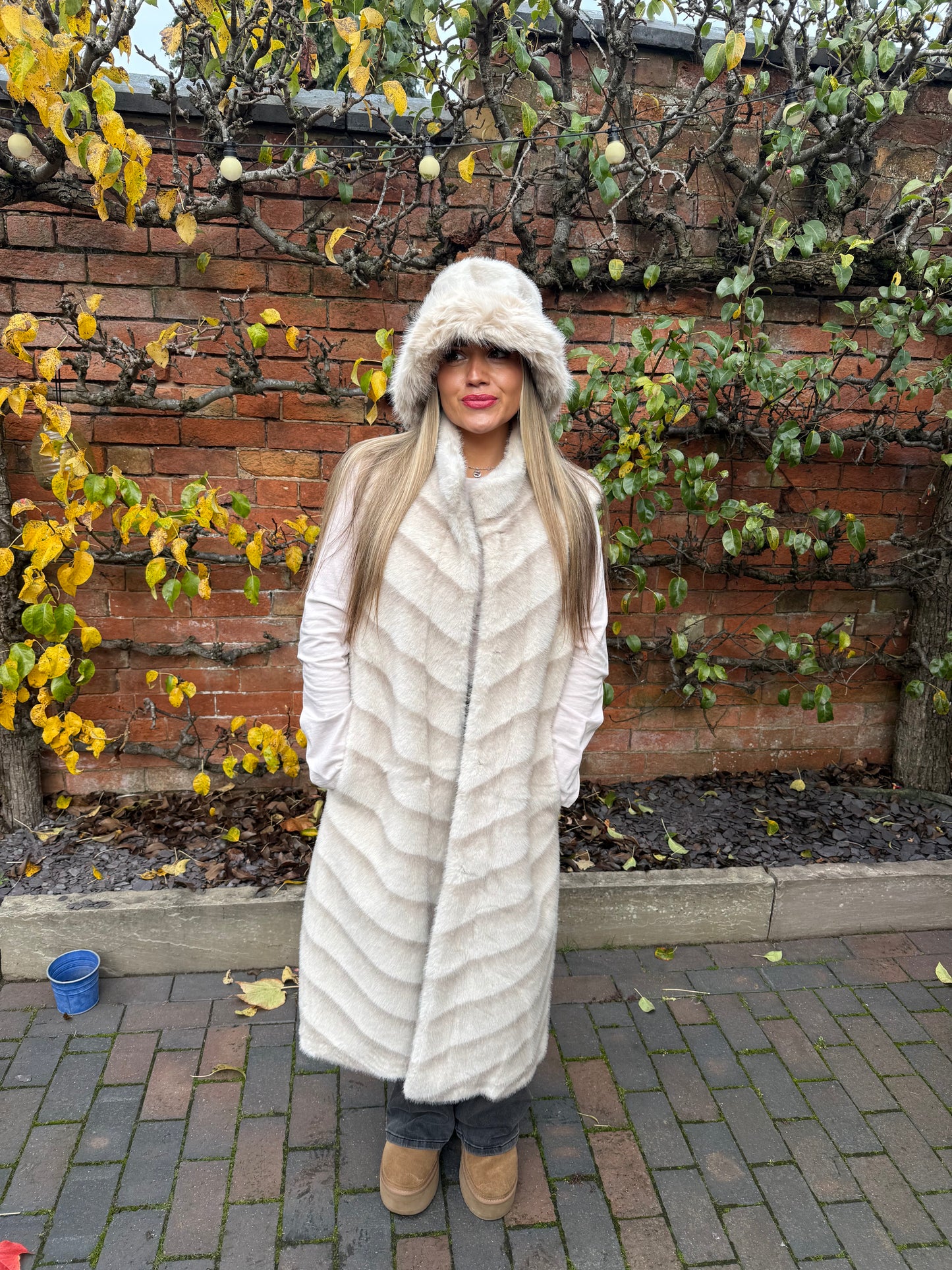 Malissa J Faux Fur Long Luxe Gilet