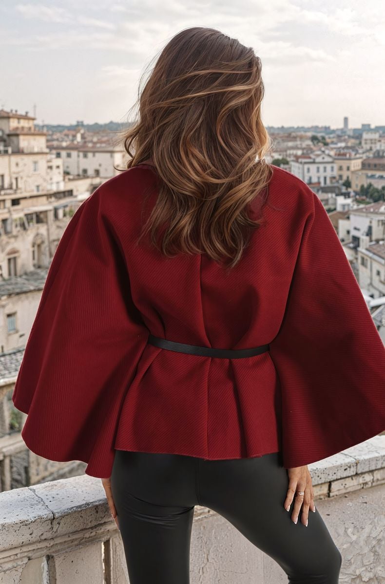 Burgundy Belted Cape